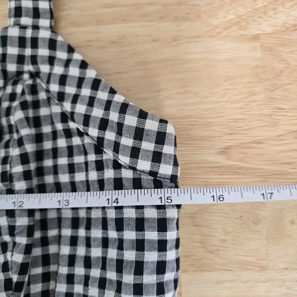 Madewell Gingham Button Front Smocked Midi‎ Dress Black White Size 6 - Picture 5 of 9